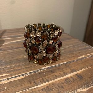Gem stone cuff bracelet brown stones